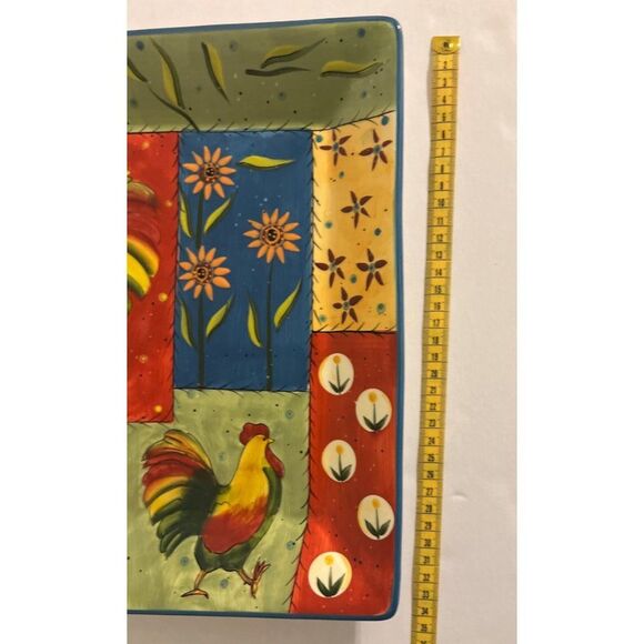Artimino Red Rooster Hand Painted Large Serving Platter Discountinued - Picture 3 of 6